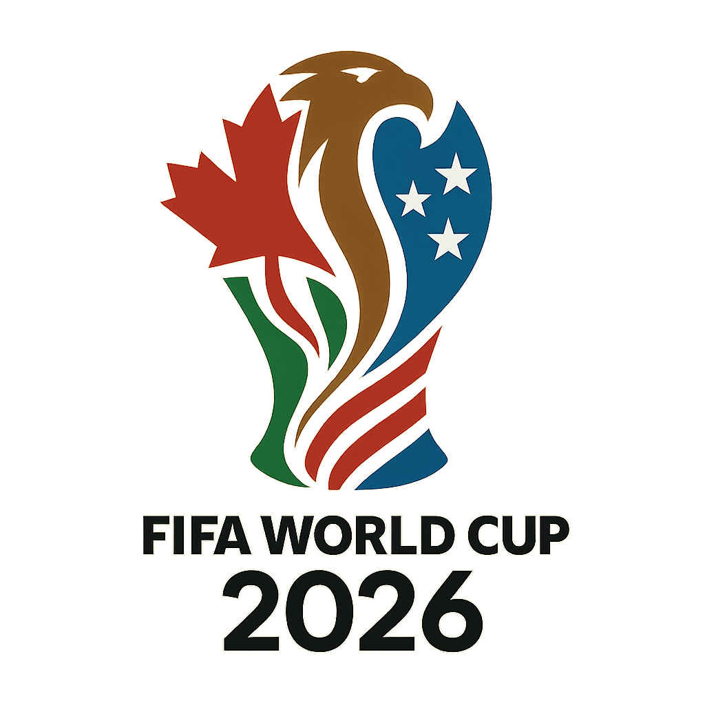 Show a beautifully animated image of a FIFA World cup 2026 logo or emblem with glimpses of Canada, Mexico, and the Unite