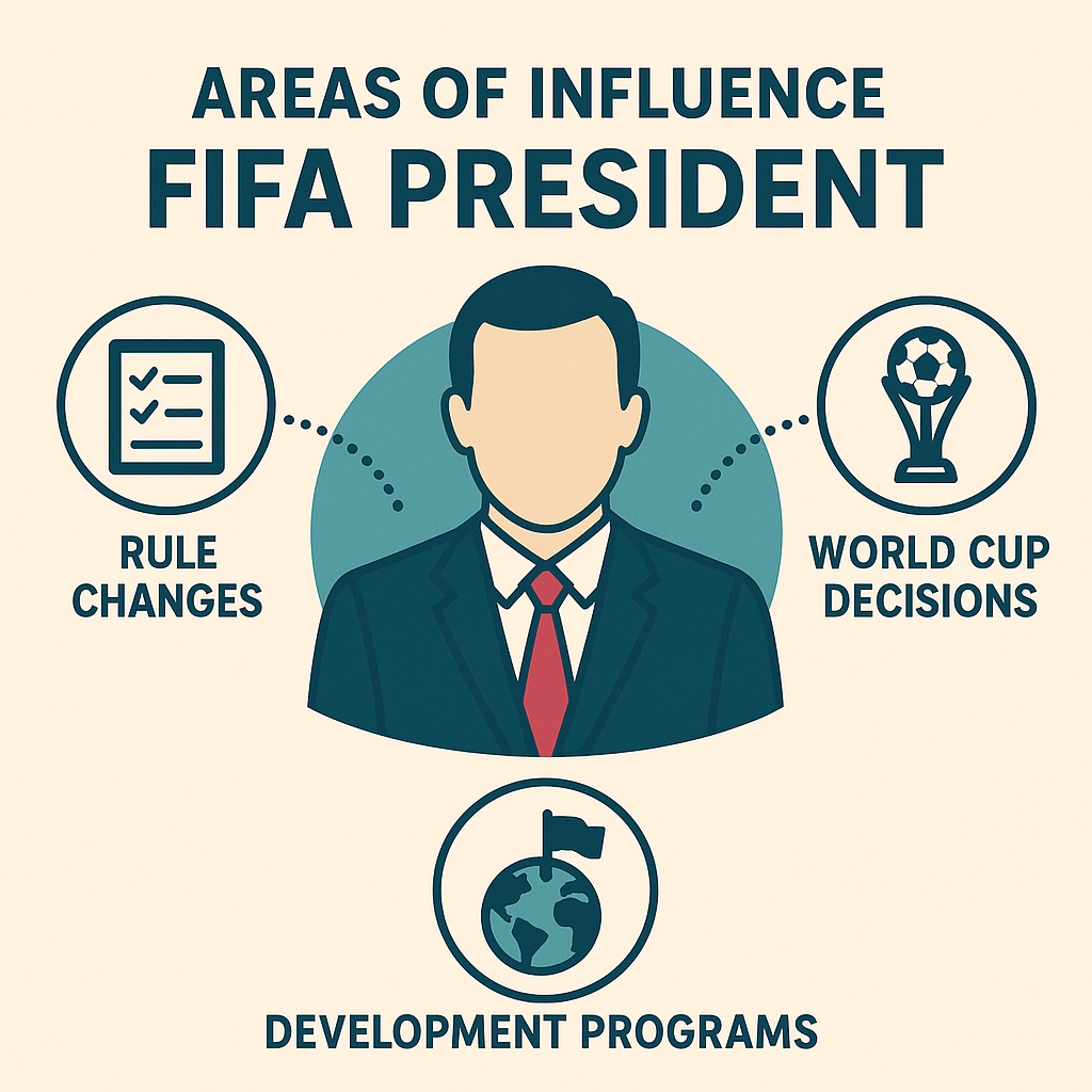 Graphical representation of the areas of influence of the FIFA President including rule changes, World Cup decisions, an